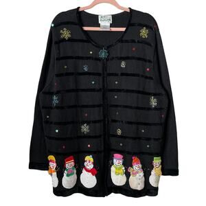 Vintage The Quackers Factory Sweater Womens 2X Christmas Holiday Snowman Grandma